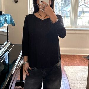 Vintage Black Slightly Sheer 3/4 Sleeve Top